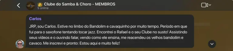 Depoimento de membro do Clube
